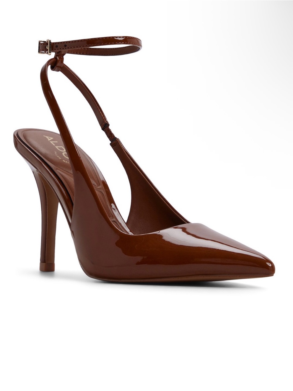 ALDO Nikoletta Camel Patent Slingback Heels | Size 8.5 / 39
